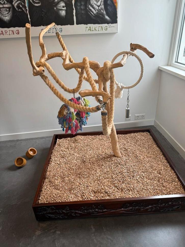 Papegaaienboom/javaboom XXL mahoniehout verrijdbaar ZGAN, Dieren en Toebehoren, Vogels | Toebehoren, Zo goed als nieuw, Overige typen