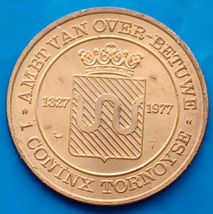 Stedenpenning Over-Betuwe - 1 Coninx Tornoyse 1977, Postzegels en Munten, Penningen en Medailles, Overige materialen, Nederland