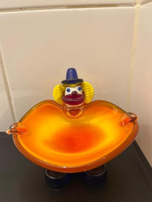 Murano Asbak Clown Oranje, Antiek en Kunst, Antiek | Glas en Kristal, Ophalen of Verzenden
