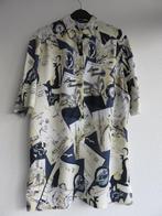 Vintage Delmod blouse met art deco Marseille print maat 38, Kleding | Dames, Maat 38/40 (M), Blauw, DelMod, Ophalen of Verzenden