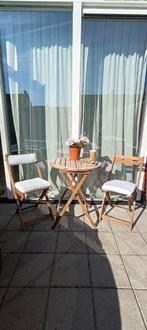 Bistro set met twee stoelen, Gebruikt, Eettafel, Hout, Ophalen