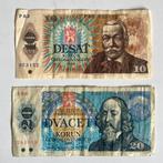 Twee Tsjecho-Slowaakse bankbiljetten uit de jaren 80, Ophalen of Verzenden, Overige landen, Los biljet