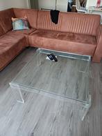 Salon tafel met glas blad  staat prachtig bij hoekbank, Huis en Inrichting, Ophalen, Vierkant, 200 cm of meer, Minder dan 50 cm