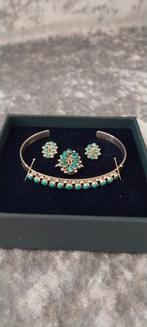 Vintage Zuni turkoois zilveren set, Sieraden, Tassen en Uiterlijk, Antieke sieraden, Verzenden, Zilver, Armband