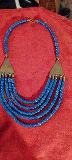 Afrikaanse Turkana ketting met blauw glas uit Kenia, Sieraden, Tassen en Uiterlijk, Blauw, Ophalen of Verzenden