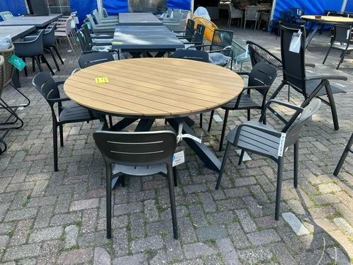 tuintafel arezzo 150 cm met Stapelstoel Calpe zwart, Tuin en Terras, Tuinsets en Loungesets, Nieuw, Tuinset, Overige materialen