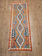 Handgeweven oosterse wollen kelim loper 187x67, Huis en Inrichting, Stoffering | Tapijten en Kleden, Info@SlatsAntiek.nl, Crème