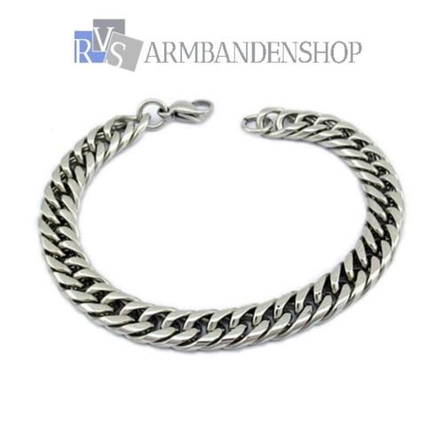 Rvs stalen dames armband 21.5 cm staal modern design., Sieraden, Tassen en Uiterlijk, Armbanden, Nieuw, Staal, Zilver, Verzenden