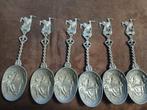 6 antiek tinnen lepels Holland Volendam - ooievaars,22cm, Ophalen of Verzenden