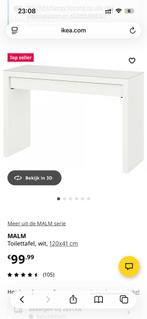 Witte Malm Toilettafel + Spiegel Optioneel, Huis en Inrichting, 100 tot 150 cm, Ophalen of Verzenden, Zo goed als nieuw, Minder dan 100 cm