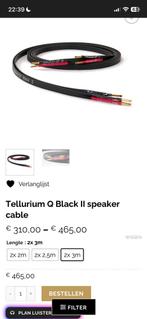 Tellurium Q Black 2 luidspreker kabel 3 meter, Ophalen of Verzenden, 2 tot 5 meter, Luidsprekerkabel