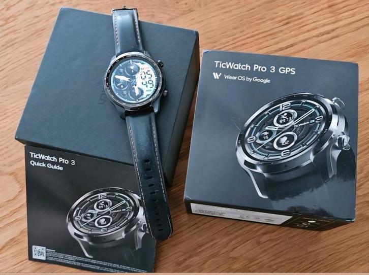 Ticwatch Pro 3 - Top Smartwatch! Batterij gaat ruim maand., Sieraden, Tassen en Uiterlijk, Smartwatches, Zo goed als nieuw, Android