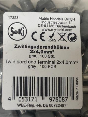 Adereindhuls 2x4,0 mm2 100 stuks beschikbaar voor biedingen