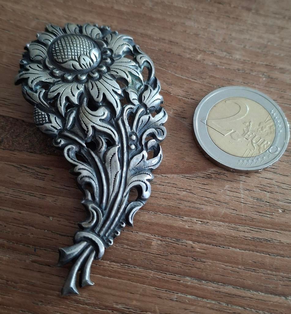 Zilveren clip...Jugendstil bloem..gemerkt zilver., 4 tot 7 cm, Ophalen of Verzenden, Zo goed als nieuw, Zilver