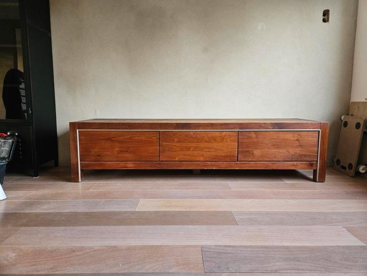 Teakhouten TV Kast / Dressoir - 3 Vakken, Huis en Inrichting, Kasten | Televisiemeubels, Gebruikt, Minder dan 100 cm, 200 cm of meer