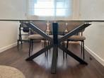 Eettafel glazen 160cm (GRATIS MEENEMEN), Zo goed als nieuw, 150 tot 200 cm, Rechthoekig, 50 tot 100 cm