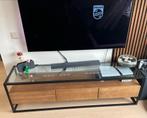 Industrieel TV Meubel - Glas, Hout & Metaal, 150 tot 200 cm, Ophalen of Verzenden, Minder dan 100 cm, 25 tot 50 cm