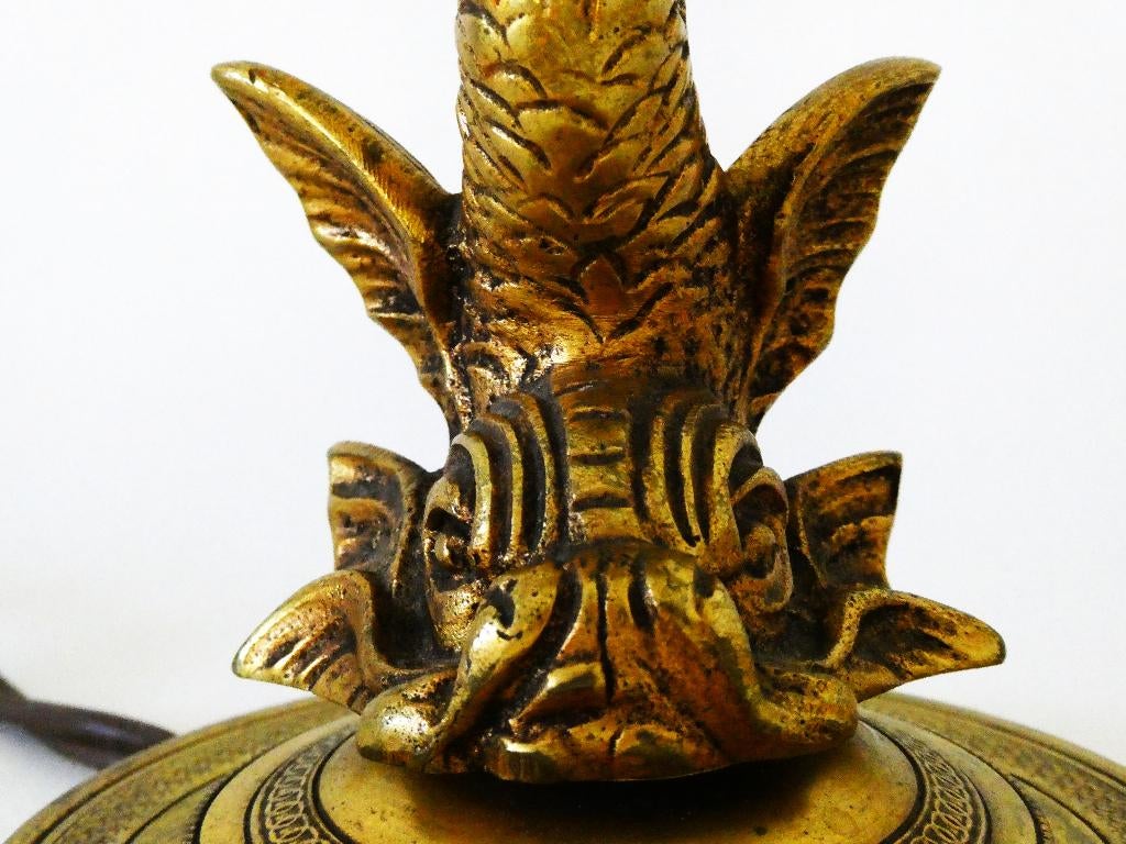 Set van 2 bronzen tafellampen schemerlamp met vis koi karper, Ophalen of Verzenden