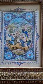 Perzisch miniatuur van jachtpartij, Antiek en Kunst, Ophalen