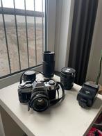 Canon AE1 + canon 50mm f1.8 + kenlock en hanimex objectieven, Audio, Tv en Foto, Fotocamera's Analoog, Ophalen of Verzenden, Gebruikt