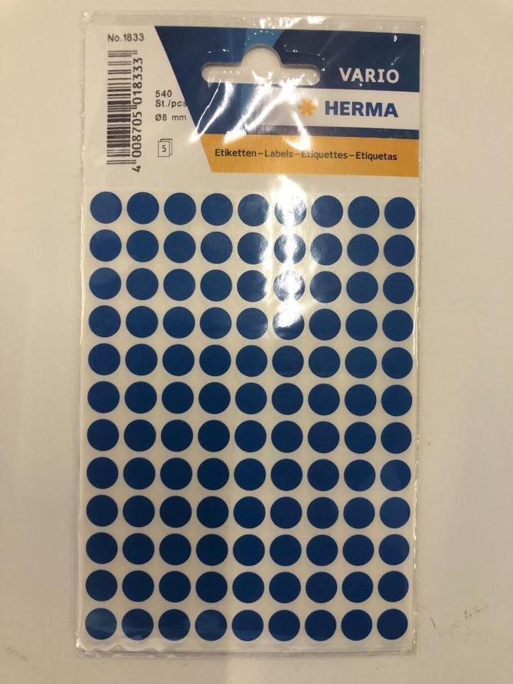 Etiketten rond Herma 1833 blauw 8 mm, Diversen, Bureau-accessoires, Nieuw, Ophalen of Verzenden
