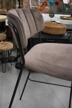 2 x luxe bartstoel Maud metaal stof velvet bruin barkruk