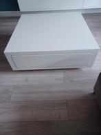 Bijzettafel Goossens 1x1 meter hoogglans wit met lade, Huis en Inrichting, Tafels | Salontafels, Ophalen, Gebruikt, 50 tot 100 cm