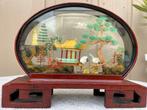 Vintage chinese kurk diorama rond, Ophalen of Verzenden