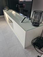Wit Glans TV Meubel met Glas & Gratis Salontafel, Minder dan 50 cm, Gebruikt, Ophalen of Verzenden, Minder dan 100 cm