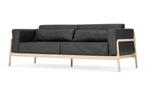 Design Gazzda Fawn vintage retro houten bank van 4490,-, Huis en Inrichting, Ophalen, 75 tot 100 cm, Rechte bank, Leer