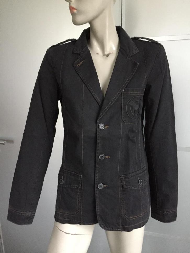 B115 BonaParte: maat 38=M spijkerjasje jasje jeans d-grijs, Kleding | Dames, Jasjes, Kostuums en Pakken, Zo goed als nieuw, Jasje