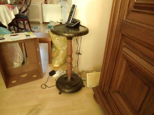 rooktafeltje bijzettafeltje zuil antiek/vintage/brocante, Huis en Inrichting, Tafels | Bijzettafels, Gebruikt, Rond, 60 cm of meer