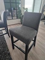 4 eetafel/barkruk stoelen antraciet/grijs zithoogte 63 cm, Ophalen, Gebruikt, Met voetsteun, 90 cm of meer