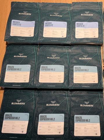 9x 250 gram koffiebonen - 6x espresso en 3x decaf beschikbaar voor biedingen