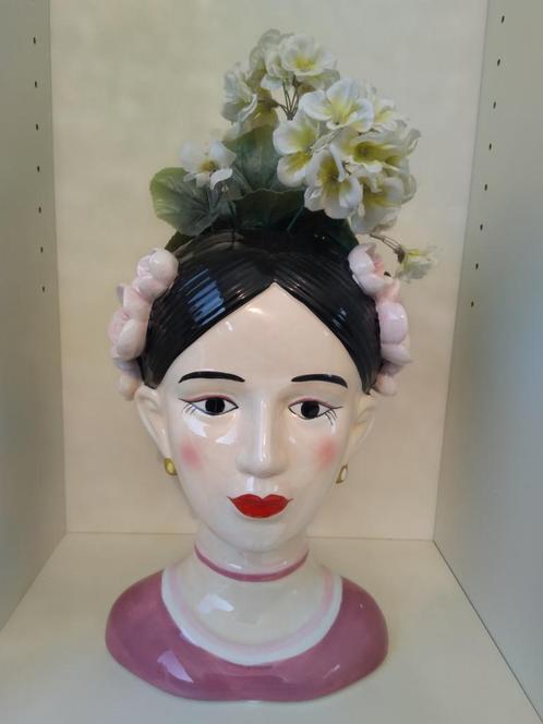 Vaas gekleurd vrouw gezicht roos, Huis en Inrichting, Woonaccessoires | Vazen, Nieuw, Aardewerk of Porselein, Ophalen of Verzenden