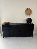 Modern zwart metalen dressoir – 180 cm breed, Verzenden, Zo goed als nieuw, Minder dan 100 cm, Metaal