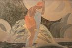 Art Deco kunstwerk in gouache, Antiek en Kunst, Kunst | Schilderijen | Klassiek, Verzenden