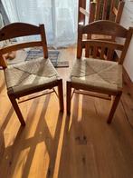 Houten stoelen met rieten zitting - Set van 2, Huis en Inrichting, Stoelen, Ophalen, Gebruikt, Twee, Bruin