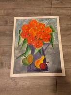 Schilderij met bloemen en fruit, Antiek en Kunst, Ophalen of Verzenden