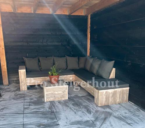 Steigerhout Loungeset Hoekbank Loungebank Lounge Tuinbank, Tuin en Terras, Tuinsets en Loungesets, Nieuw, Tuinset, Steigerhout