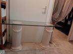 Sidetable glasplaat geslepen, Huis en Inrichting, Tafels | Sidetables, Ophalen, Gebruikt, 100 tot 150 cm, 25 tot 50 cm