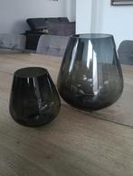 Smokey grey glazen vazen/windlichten, Huis en Inrichting, Woonaccessoires | Vazen, Ophalen, Overige kleuren, Minder dan 50 cm
