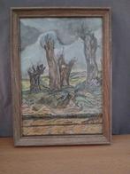 Knotwilgen in de Dordtse Biesbosch.Aquarel potlood, Antiek en Kunst, Ophalen of Verzenden