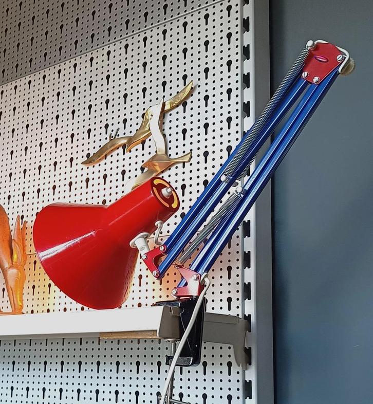 Architectenlamp ,bureau of tafellamp - Horn (Denemarken), Huis en Inrichting, Lampen | Tafellampen, Gebruikt, 75 cm of meer, Metaal