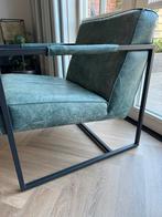 Stoel met ijzer frame en groene kunstlederen zitting, Ophalen, Gebruikt, Eenpersoons, Minder dan 150 cm