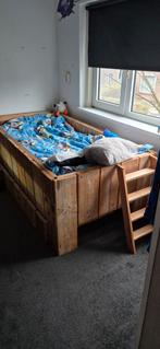 Stevig Steigerhouten Bed MOET WEG!, Huis en Inrichting, Ophalen, Gebruikt, 90 cm, Eenpersoons