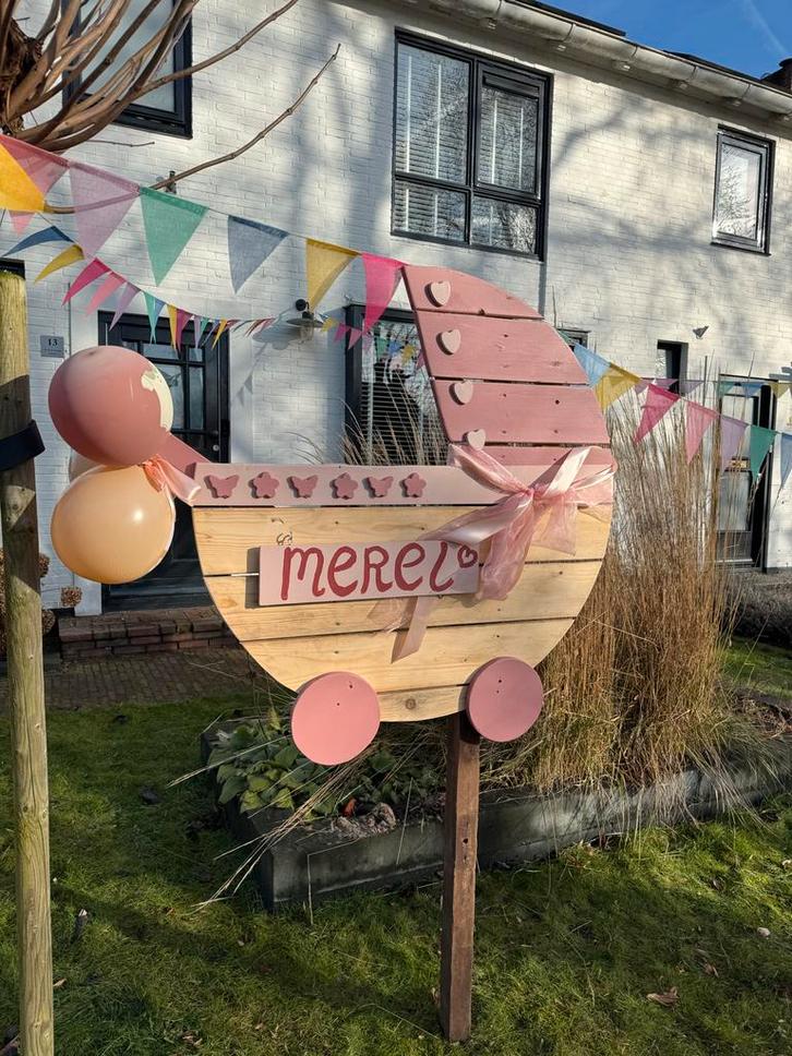 Geboortebord Kinderwagen - te huur., Kinderen en Baby's, Kraamcadeaus en Geboorteborden, Gebruikt, Geboortebord, Ophalen