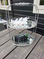 Etagere grijs metaal met spiegelplateaus, Huis en Inrichting, Woonaccessoires | Etagères, Ophalen, Zo goed als nieuw