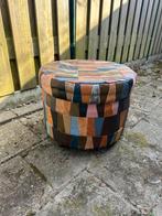 Vintage patchwork opberg poef op wielen, Ophalen, Boho, Hout, Zo goed als nieuw
