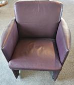 2 paars lederen fauteuils, Huis en Inrichting, Ophalen, Zo goed als nieuw, 50 tot 75 cm, Leer